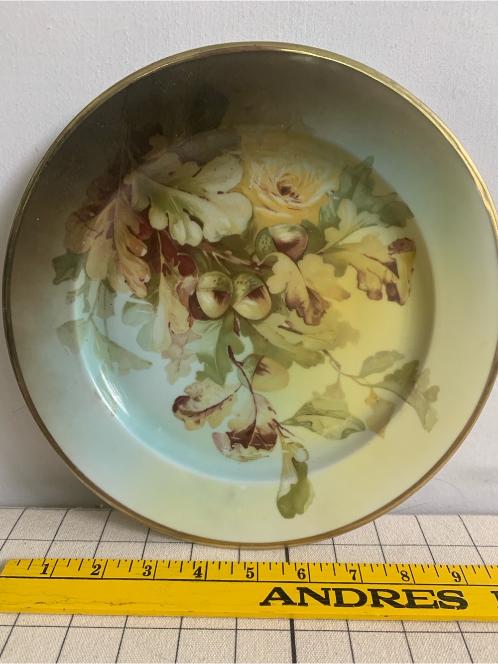 Antique Hand-Painted Bavarian Porcelain Plate – Romantic Autumnal, c. 1890-1915